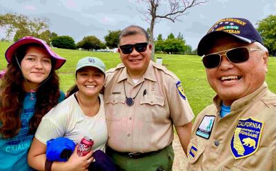 four CDFW staff at a fishing in the city event